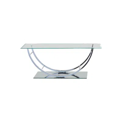 Hivvago Tempered Glass Top Coffee Table With U Shape Metal Frame, Chrome And Clear In Transparent