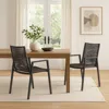 Hivvago Teny Outdoor Dining Chair Set Of 2, Open Back, Woven Rope, Dark Gray Metal In Black