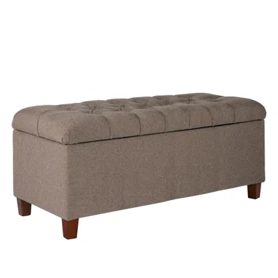 Hivvago Textured Fabric Upholstered Tufted Wooden Bench With Hinged Storage, Brown