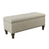 Hivvago Textured Fabric Upholstered Wooden Storage Bench With Nail Head Trim, Large, Beige And Brown In Neutral