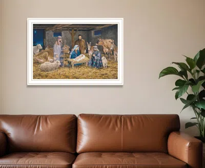Hivvago The Birth Of Christ White Framed Wall Art In Brown