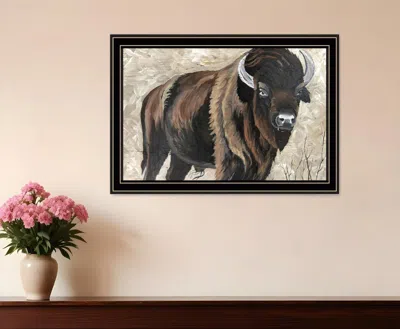 Hivvago The Boss Bison Only Black Framed Print Wall Art In Brown