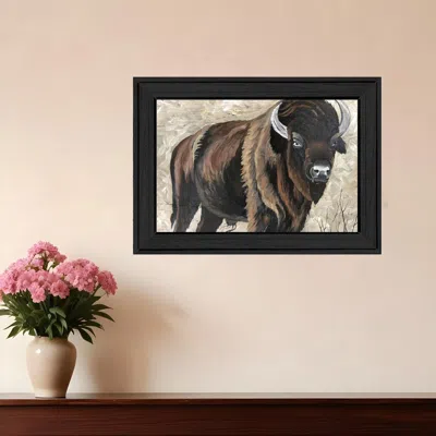 Hivvago The Boss Bison Only Black Framed Print Wall Art