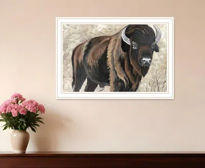 Hivvago The Boss Bison Only White Framed Print Wall Art