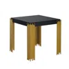 Hivvago Theo Side End Table, Retro Gold Metal Legs, Black Wood, Square 25 Inch In Black