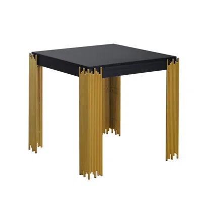 Hivvago Theo Side End Table, Retro Gold Metal Legs, Black Wood, Square 25 Inch
