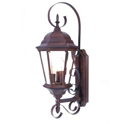 Hivvago Three Light Dark Brown Swing Arm Lantern Wall Light