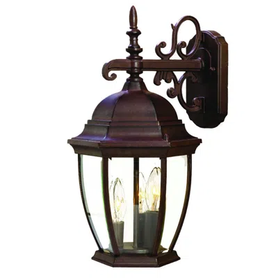 Hivvago Three Light Dark Brown Wide Hanging Lantern Wall Light