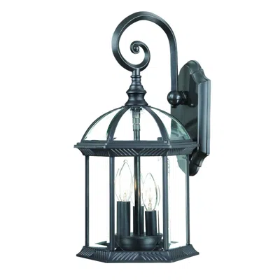 Hivvago Three Light Matte Black Eastern Lantern Wall Light In Blue