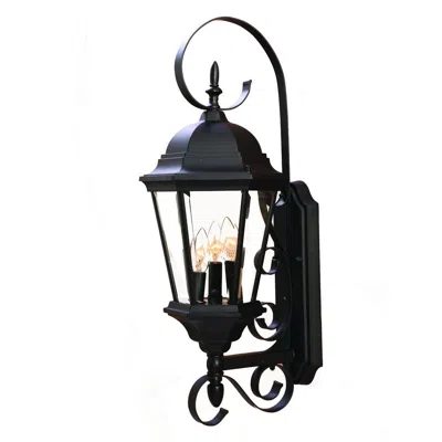 Hivvago Three Light Matte Black Swing Arm Lantern Wall Light