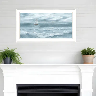 Hivvago Three Sailboats White Framed Print Wall Art In Blue
