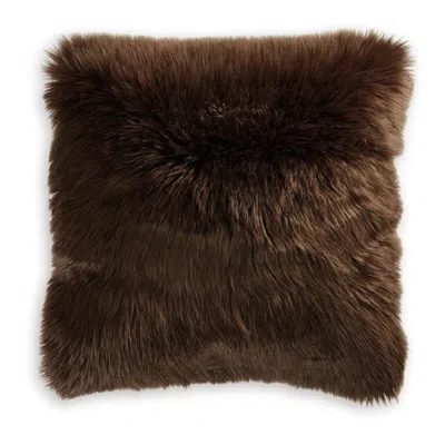 Hivvago Throw Pillow Set Of 4, 20 Inch, Faux Fur Polyester, Plush Textured Brown