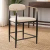 Hivvago Tiara Counter Height Chair Set Of 2, Beige Fabric, Black Metal 25 Inch In Black