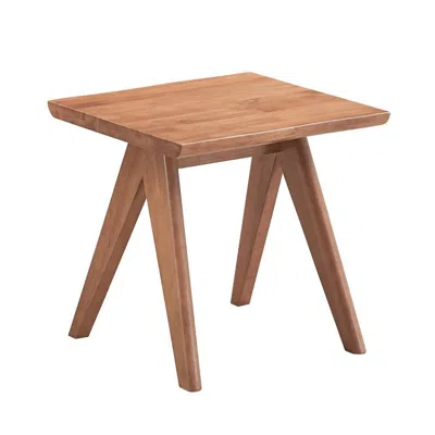 Hivvago Tina 22 Inch Side End Accent Table, Angled Legs, Natural Wood Brown Finish