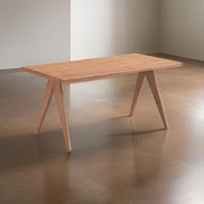 Hivvago Tina 63 Inch Dining Table, Rectangular, Live Edge Natural Brown Wood