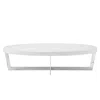 Hivvago Tini 55 Inch Coffee Table, Oval Shaped Top, Metal Frame, White Finish In White