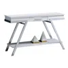 Hivvago Tius 48 Inch Sofa Table, Open Shelf, Chrome Frame, High Gloss White Finish In White