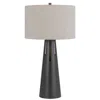 Hivvago Tiy 30 Inch Table Lamp, White Hardback Drum Shade, Gray Iron Cone Base In Multi