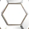 Hivvago Toby 12 X 14 Inch Wall Mount Accent Mirror, Dual Hexagon Wood Frame, Brown In Brown