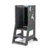 Hivvago Toddler Kitchen Stool Helper Baby Standing Tower With Chalkboard And Whiteboard-gray