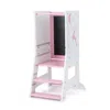 Hivvago Toddler Kitchen Stool Helper Baby Standing Tower With Chalkboard And Whiteboard-pink