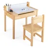 Hivvago Toddler Multifunctional Activity Table And Chair Set With Paper Roll Holder-natural