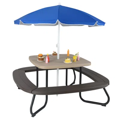 Hivvago Toddler Outdoor Activity Table With Adjustable And Collapsible Umbrella