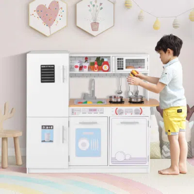 Hivvago Toddler Pretend Play Kitchen Toy With Stove For 3+ Boys And Girls-white