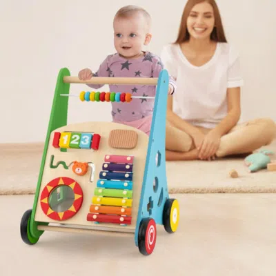 Hivvago Toddler Push Walker Activity Center Toy With Burr-free Handle