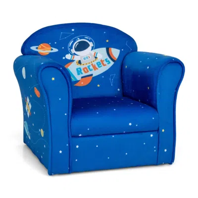 Hivvago Toddler Upholstered Armchair With Solid Wooden Frame And High-density Sponge Filling-blue
