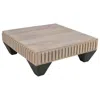 Hivvago Tokyo Inspired 36 Inch Square Mango Wood Coffee Table - Handcrafted With Elegant Sandblasted Gray Fi In Gray