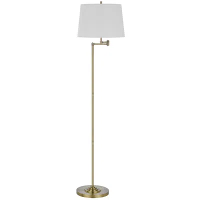 Hivvago Tomi 63 Inch Floor Lamp, Double Swing Arm, Brass Metal, White Shade