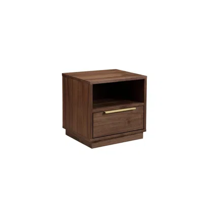Hivvago Tommy 18 Inch Nightstand, 1 Drawer With Handle, 1 Storage Cubby, Brown Gold