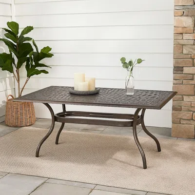 Hivvago Toni Outdoor Table, 67 Inch Rectangular Top, Lattice Bronze Aluminium In Brown
