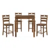 Hivvago Tori 5 Piece Counter Height Dining Set, Square Table And 4 Chairs, Brown