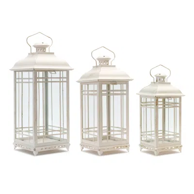 Hivvago Traditional Ivory Metal Lantern (set Of 3) In Neutral