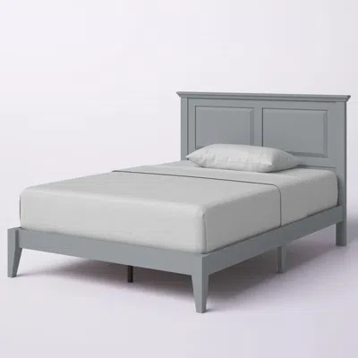 Hivvago Traditional Solid Oak Wooden Platform Bed Frame With Headboard In Grey In Gray