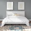 Hivvago Traditional Solid Oak Wooden Platform Bed Frame With Headboard In White In White