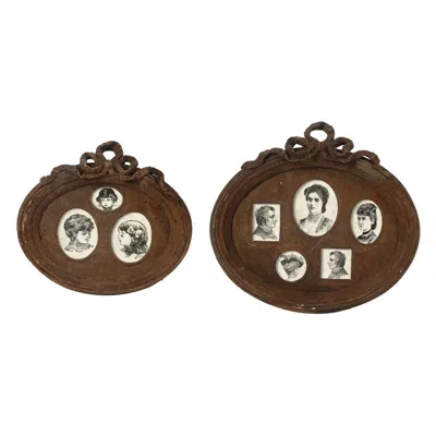 Hivvago Traditional Style Rustic Photo Frame In Ceramic, Set Of Two, Brown