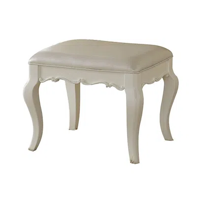 Hivvago Traditional Style Wood And Leatherette Vanity Stool With Padded Seat, White