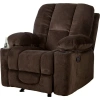 Hivvago Traditional Upholstered Manual Reclining Sofa Chair W/ 2 Cup Holders And Footrest Brown In Brown
