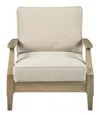 Hivvago Traditional Wooden Chair With Fabric Cushioned Seating, Beige And Brown In Brown