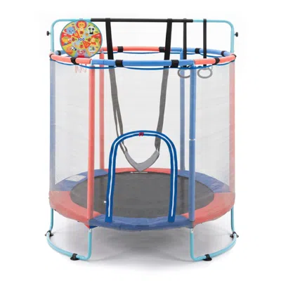 Hivvago Trampoline For Kids With Adjustable Gymnastics Bar And Basketball Hoop