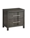 Hivvago Transitional Solid Wood Night Stand With Two Drawers, Gray In Gray