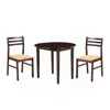 Hivvago Transitional Style 3 Piece Wooden Dining Table And Chair Set, Brown