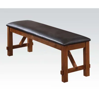 Hivvago Transitional Style Wood And Fabric Upholstery Bench With Padded Seat, Brown
