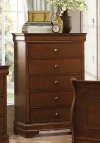 Hivvago Transitional Style Wooden Chest With 5 Drawers, Cherry Brown In Brown