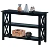 Hivvago Transitional Wooden Sofa Table With "x" Side Design & Two Shelves, Dark Brown In Black