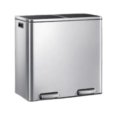 Hivvago Trash Can With 2 Compartments, 2 X 8-gallon Double Garbage Can, Trashbin With Lids In Gray