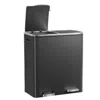 Hivvago Trash Can With 2 Compartments, 2 X 8-gallon Double Garbagecan, Trash Bin With Lids, In Black